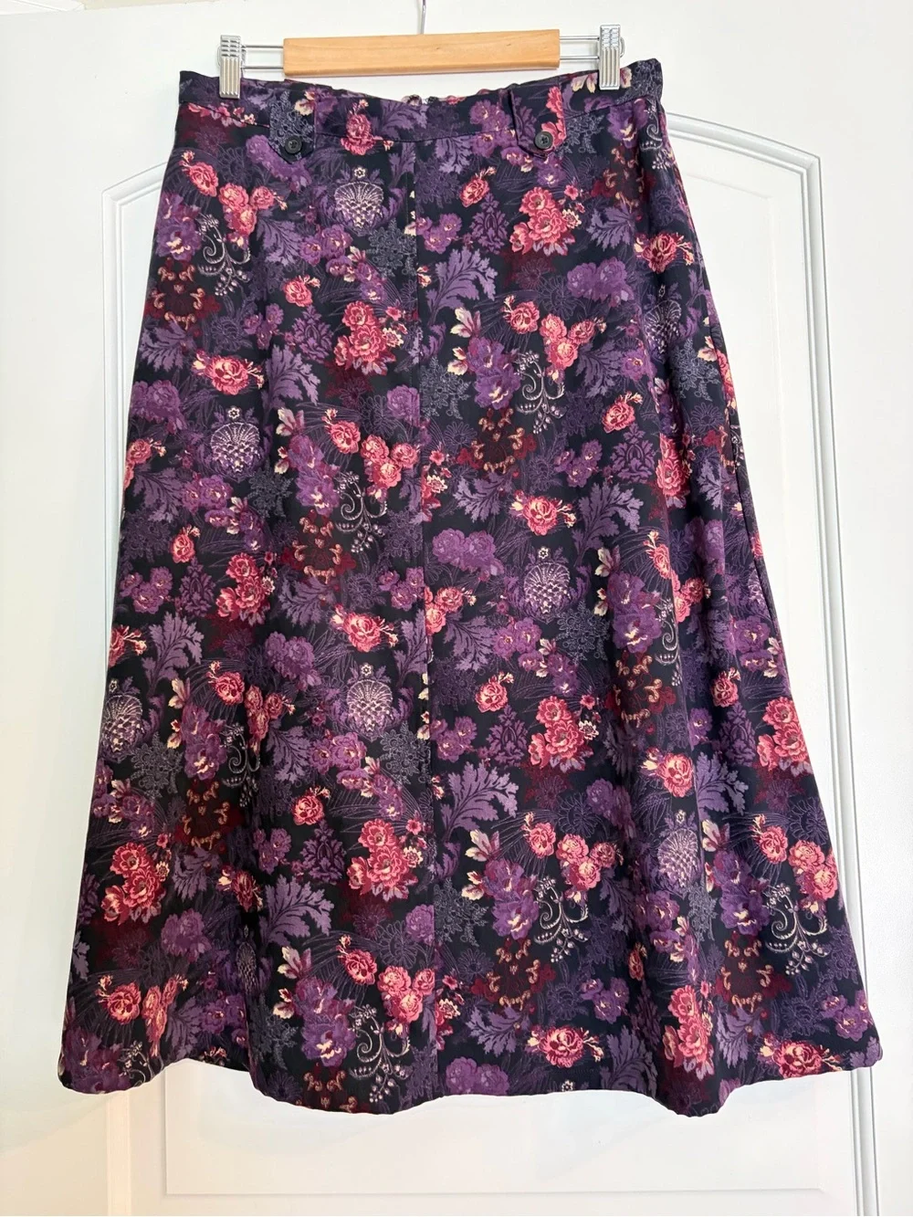Vintage Christopher & Banks Floral A-Line Skirt in Purple and Pink Cottagecore